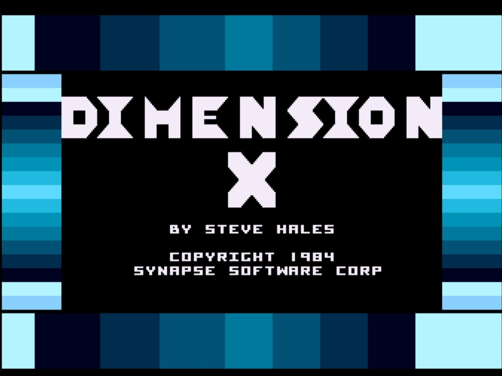 Title Screen of Dimension X for Atari 8 Bit